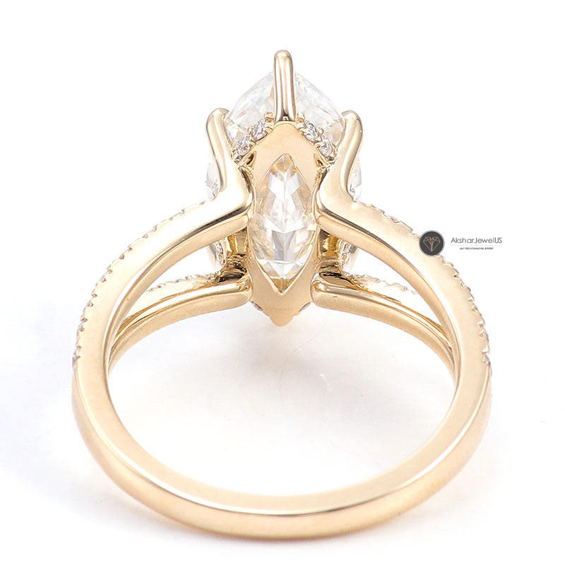 Marquise Cut Lab Created Diamond Hidden Halo Ring