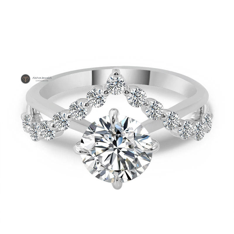 1.00CT Round Cut Lab Grown Diamond Ring, Twisted Style Floating Bubble Moissanite Ring