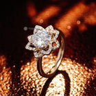 1.50CT Round Halo Lab Grown Diamond Engagement Ring, Flower Shape Moissanite Ring