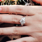 2.00CT Round Cluster Lab Grown Diamond & Moissanite Ring Set