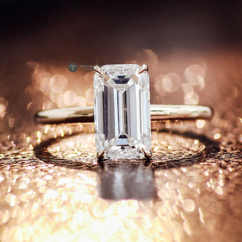 Emerald Cut Lab Grown Diamond Solitaire Engagement Ring