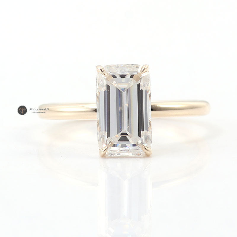 Emerald Cut Lab Grown Diamond Solitaire Engagement Ring