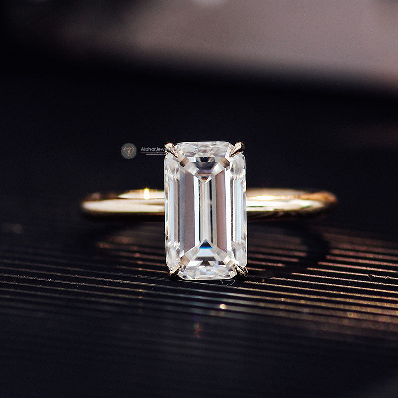 Emerald Cut Lab Grown Diamond Solitaire Engagement Ring