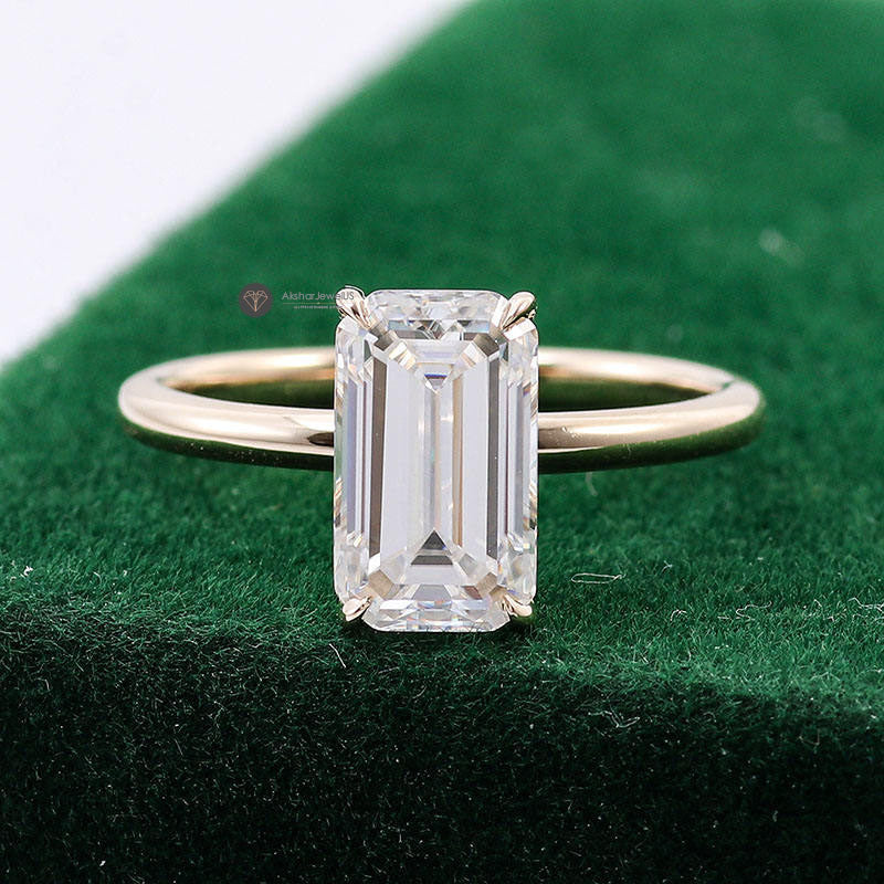 Emerald Cut Lab Grown Diamond Solitaire Engagement Ring