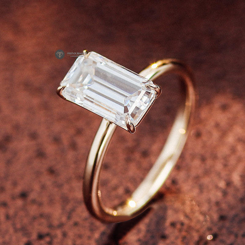 Emerald Cut Lab Grown Diamond Solitaire Engagement Ring