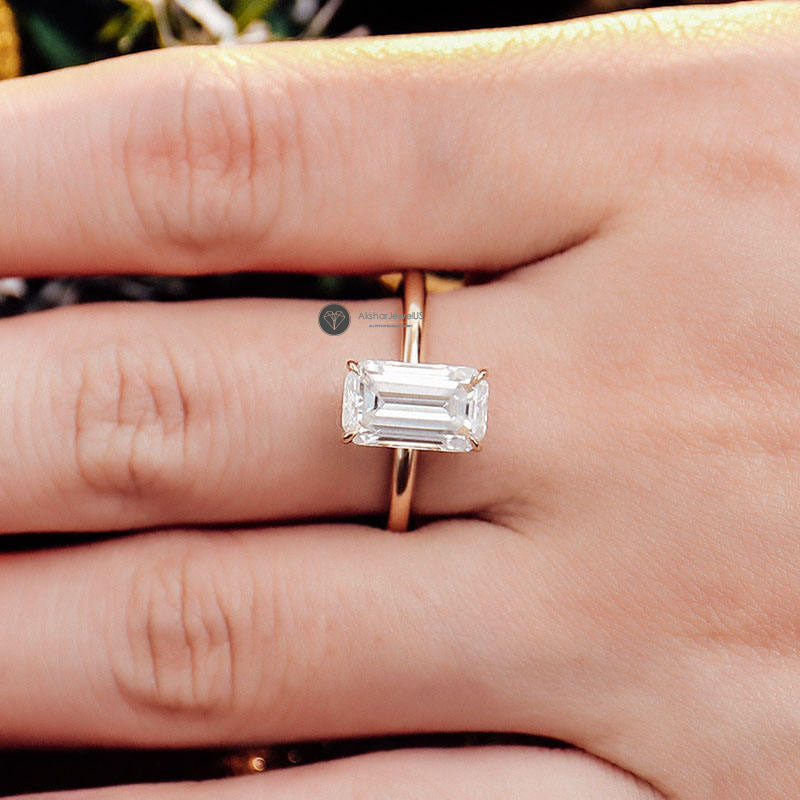 Emerald Cut Lab Grown Diamond Solitaire Engagement Ring