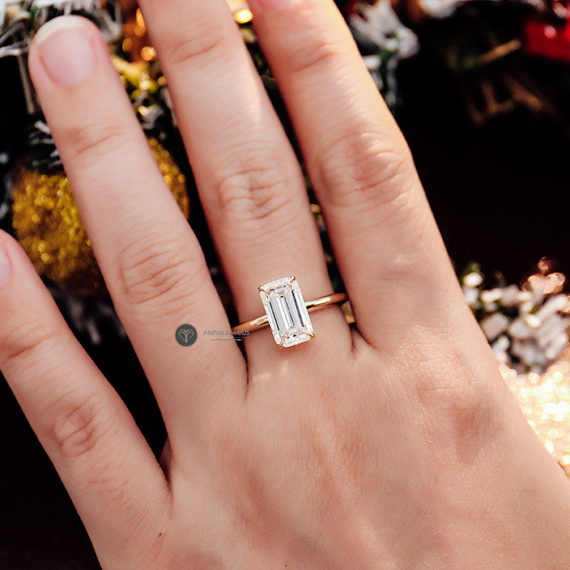 Emerald Cut Lab Grown Diamond Solitaire Engagement Ring