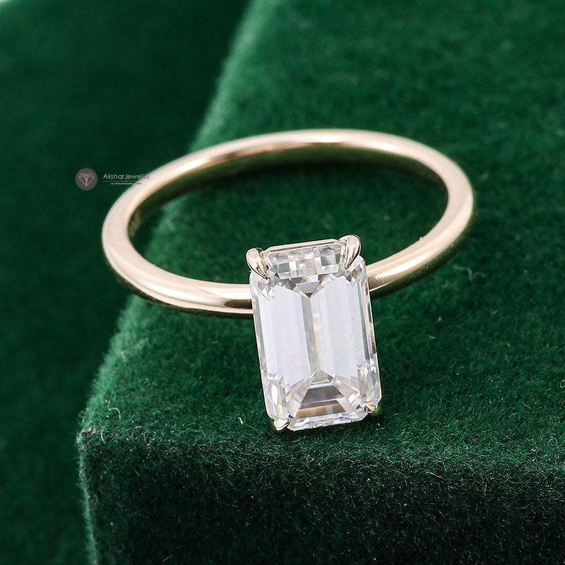 Emerald Cut Lab Grown Diamond Solitaire Engagement Ring