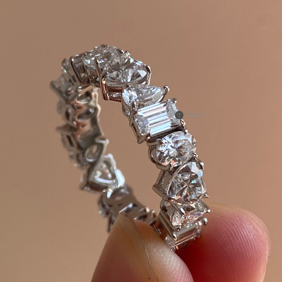 Antique Multi Shape Moissanite Diamond Full Eternity Band