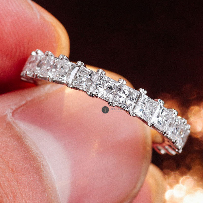 princess cut, Moissanite diamond, wedding band, eternity band, matching band, prong band, diamond ring, stackable band, ring for her,