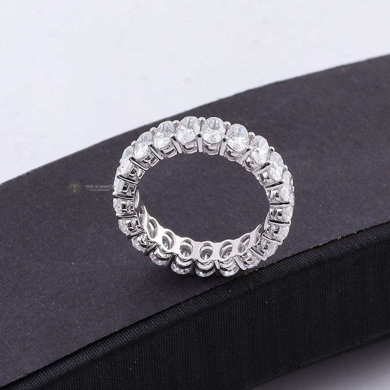 5x3MM Oval Cut Colorless Moissanite Diamond Eternity Ring