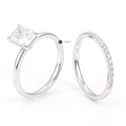 Elegant Radiant Cut Solitaire Moissanite Wedding Ring Set