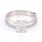 Elegant Radiant Cut Solitaire Moissanite Wedding Ring Set