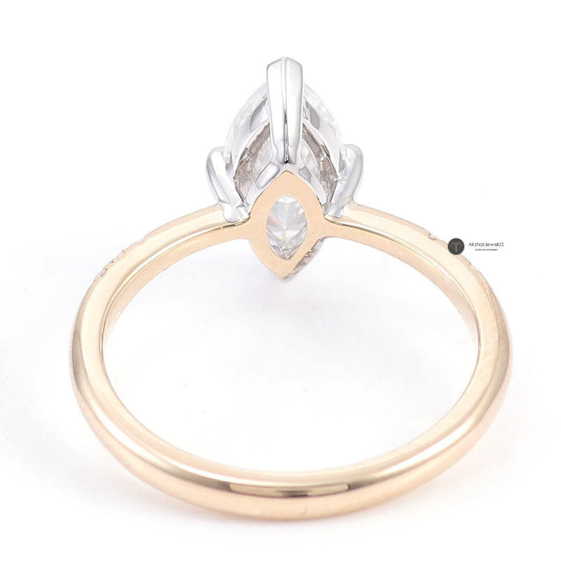 1.00CT to 5.00CT Marquise Cut Moissanite Two Tone Ring