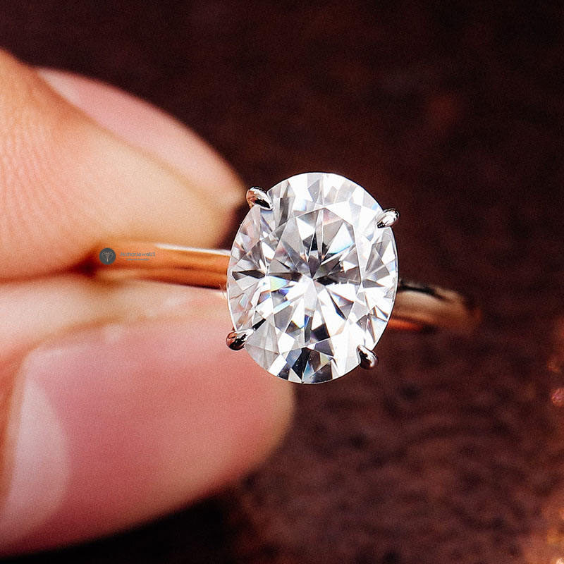 1.00CT to 5.00CT Oval Cut Two Tone Moissanite Solitaire Engagement Ring