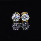 Moissanite Stud Earrings | Screw Back/Push Back Earring | Six Claw Prong Set Earring