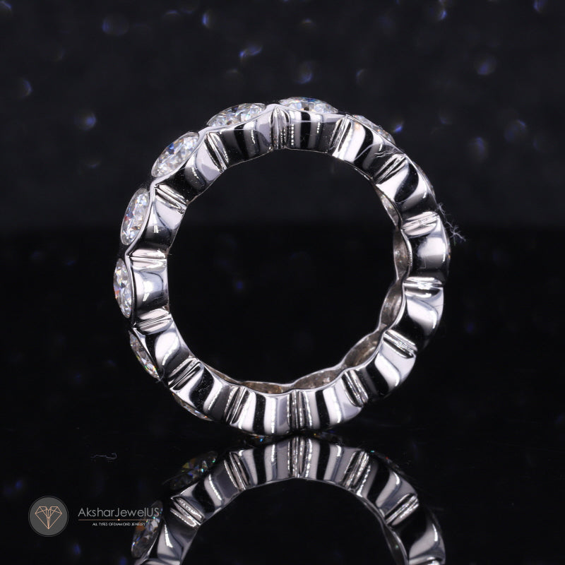 4.00mm Round Bezel Set Full Eternity Band Moissanite Ring