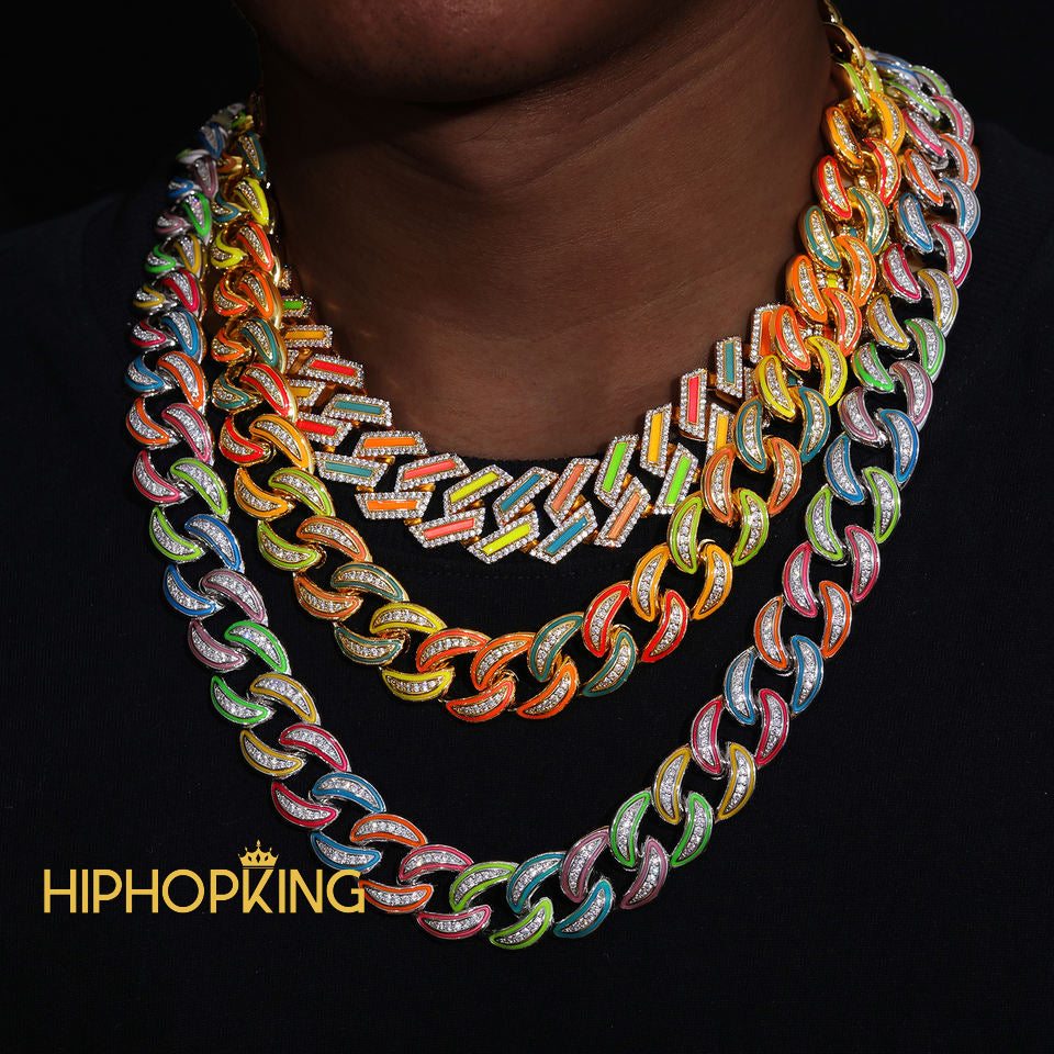 Glow In The Dark Miami Cuban Link Chain Necklace & Bracelet