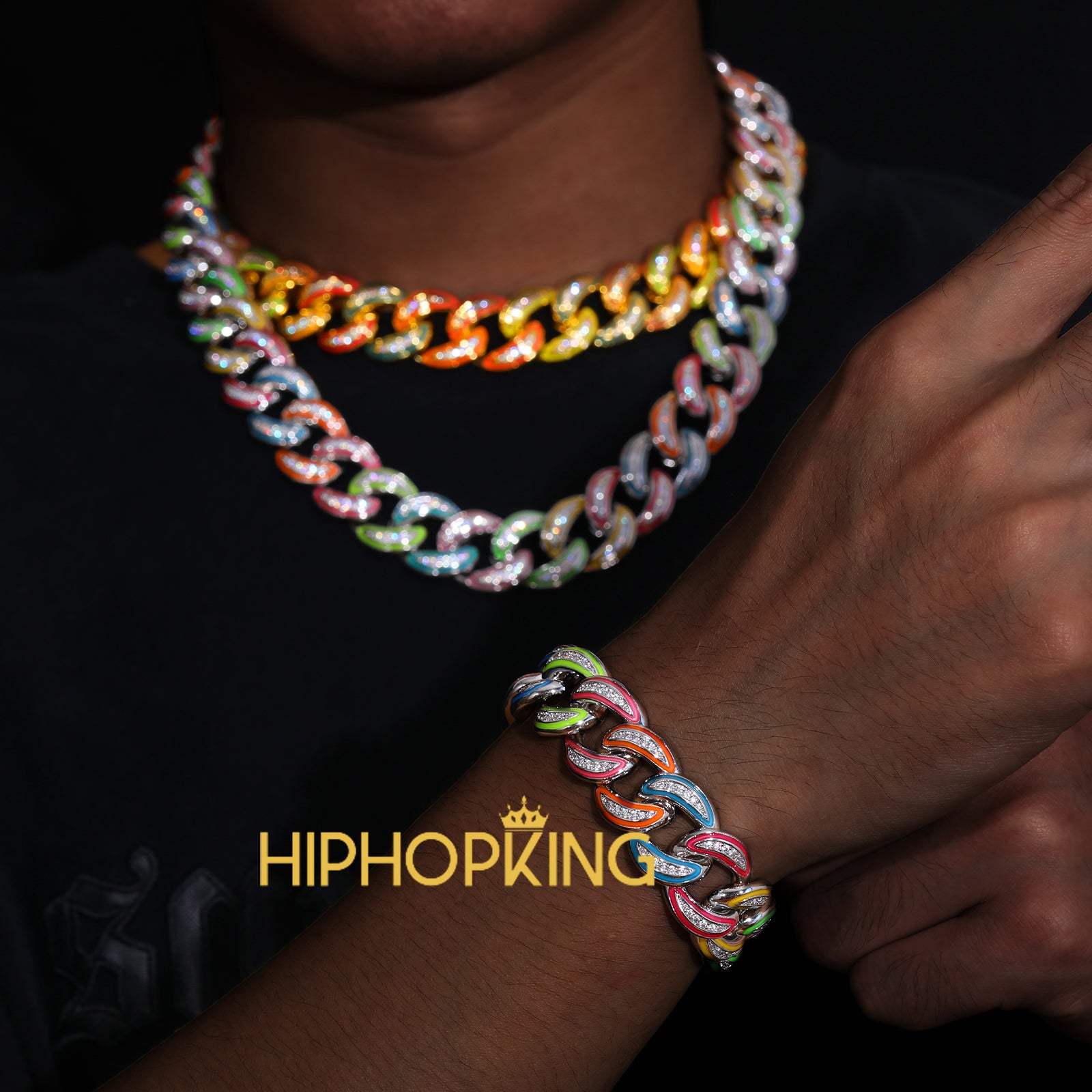 Glow In The Dark Miami Cuban Link Chain Necklace & Bracelet