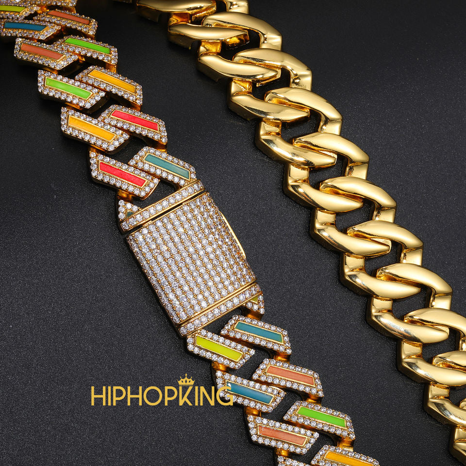 Glow In The Dark Miami Cuban Link Chain Necklace & Bracelet