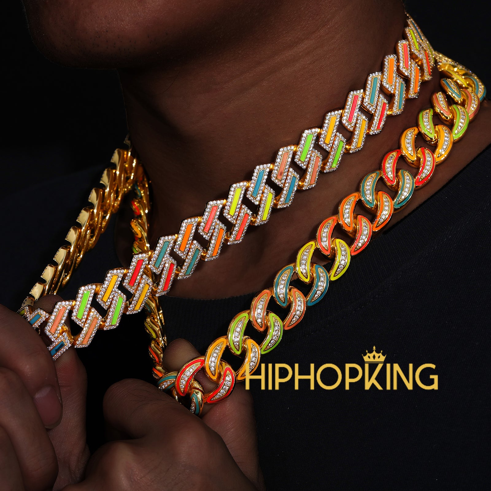 Glow In The Dark Miami Cuban Link Chain Necklace & Bracelet