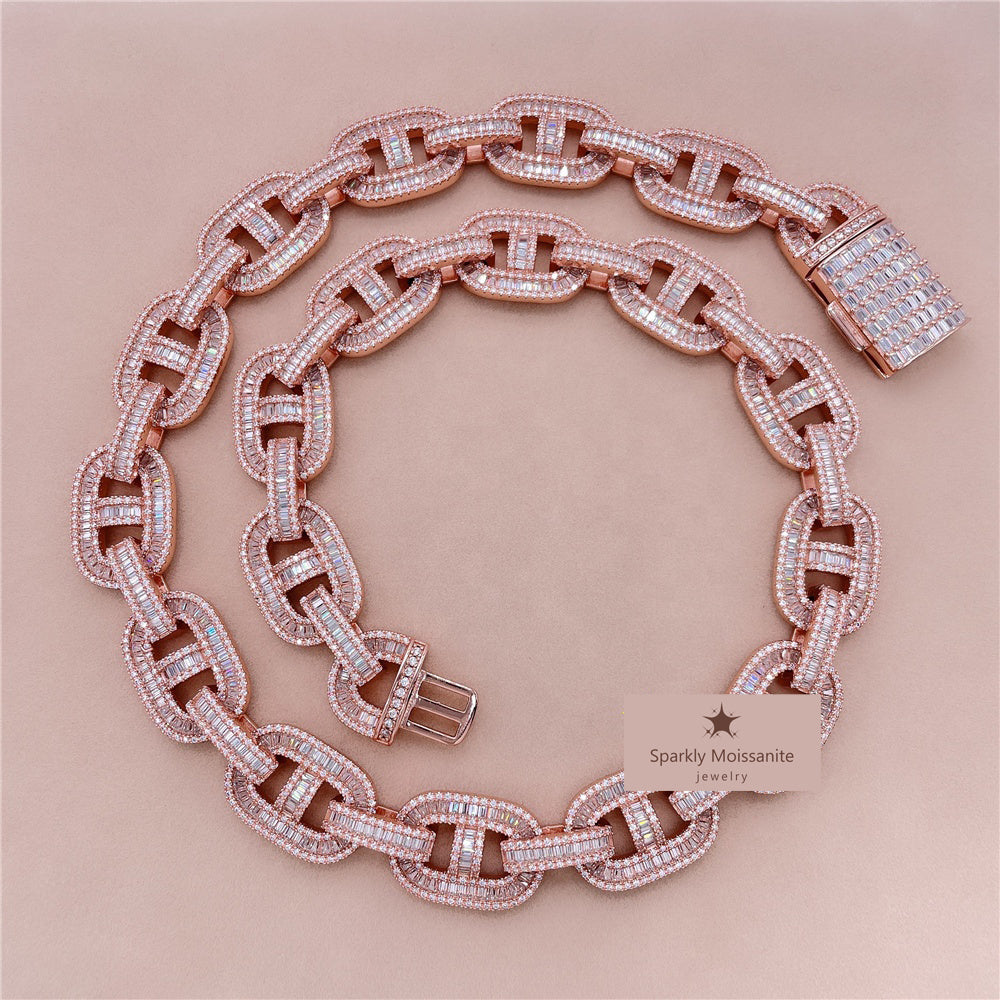 15mm & 18mm Iced Out Baguette Cut Cuban Link Chain