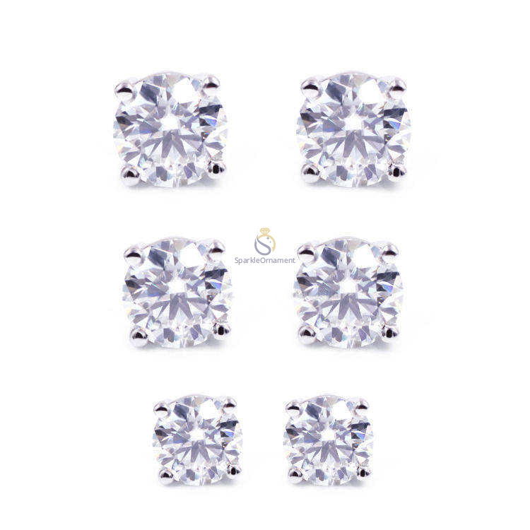 Round Lab Grown Diamond Stud Earring For Women