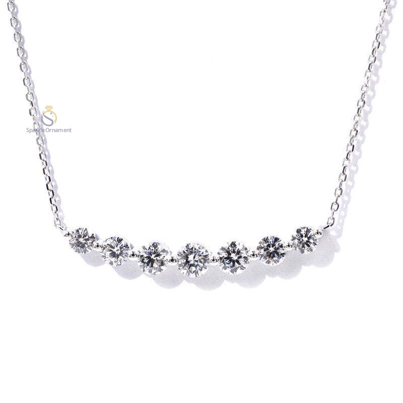 Lab Grown Round Cut Diamond Cluster Necklace