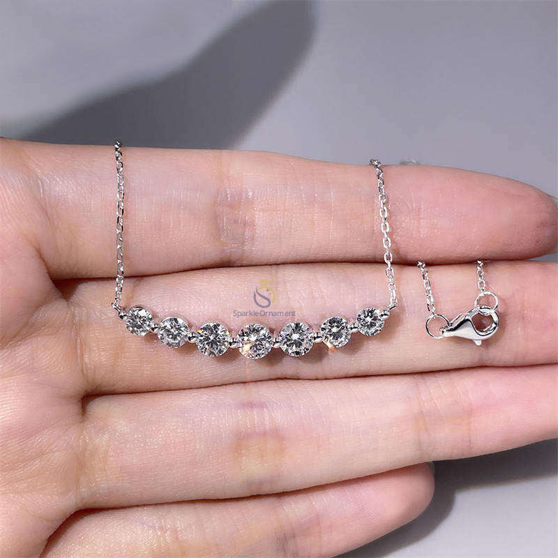 Lab Grown Round Cut Diamond Cluster Necklace