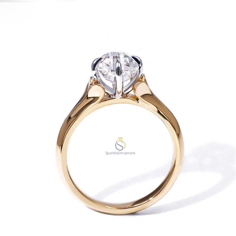 Asscher Cut Two Tone Lab Grown Diamond Solitaire Engagement Ring