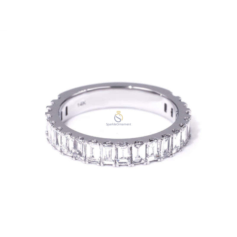 Emerald Cut Moissanite 3/4 Eternity Band