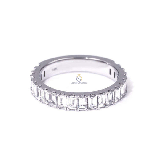 Emerald Cut Moissanite 3/4 Eternity Band