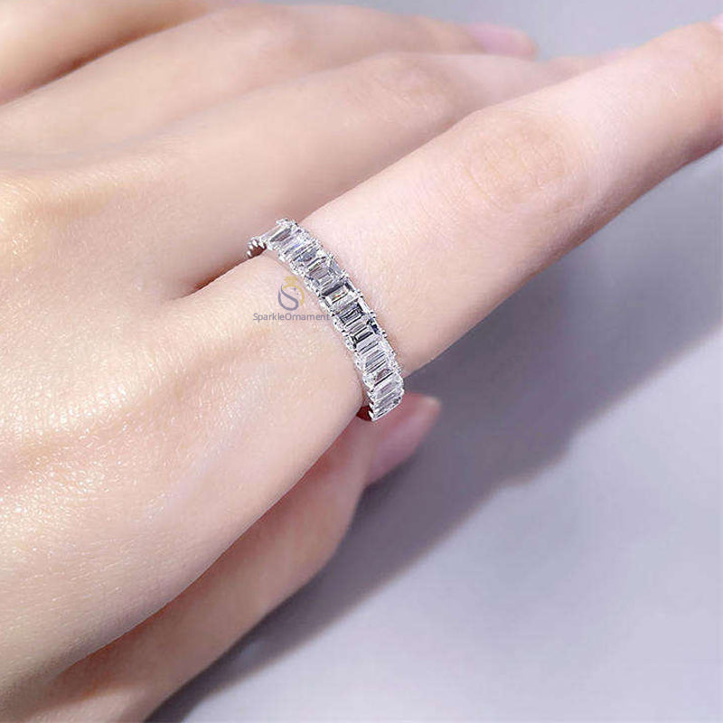 Emerald Cut Moissanite 3/4 Eternity Band