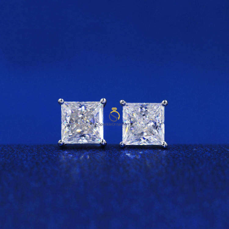 Princess Cut Lab Grown Diamond Stud Earring