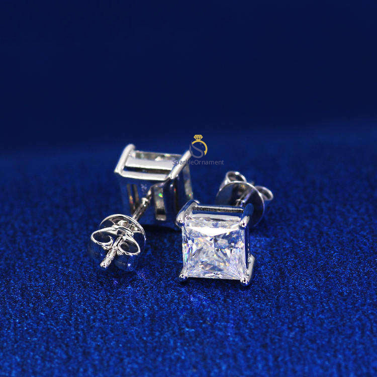 Princess Cut Lab Grown Diamond Stud Earring