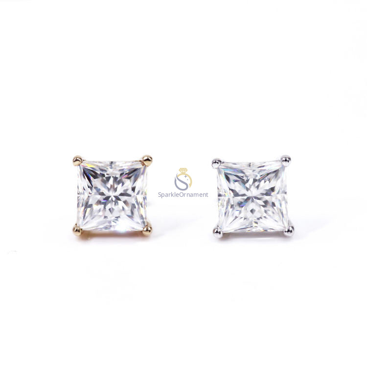 Princess Cut Lab Grown Diamond Stud Earring