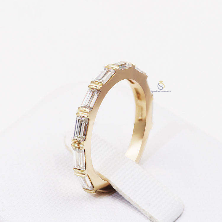 1.17TW Baguette Half Bezel Set Lab Created Diamond Band