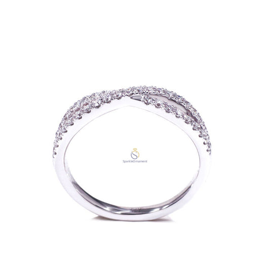 Vintage Criss Cross Lab Grown Diamond Wedding Band