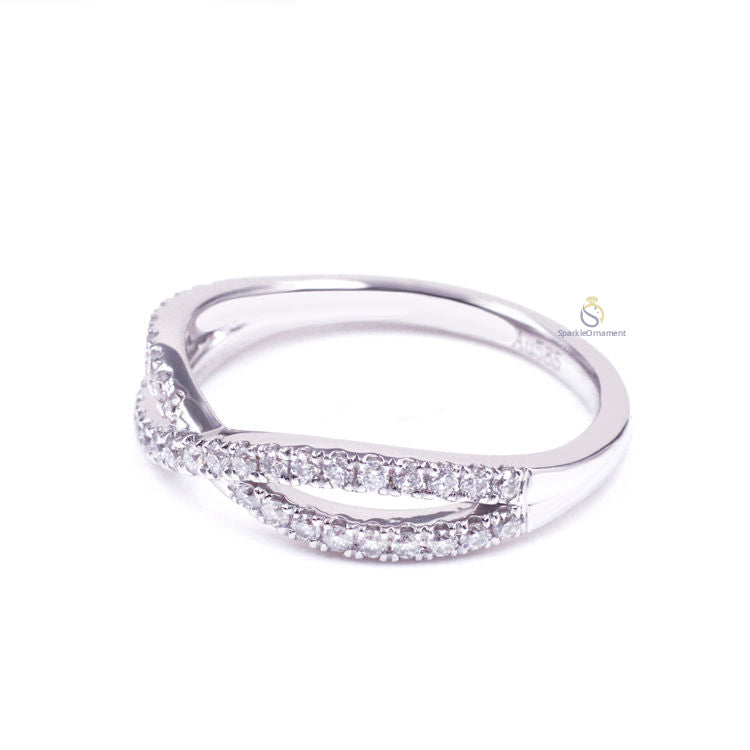 Vintage Criss Cross Lab Grown Diamond Wedding Band