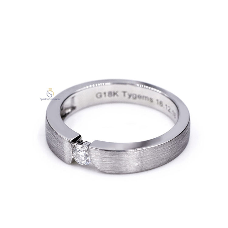 Round Single Stone Lab Grown diamond & Moissanite Thick Band