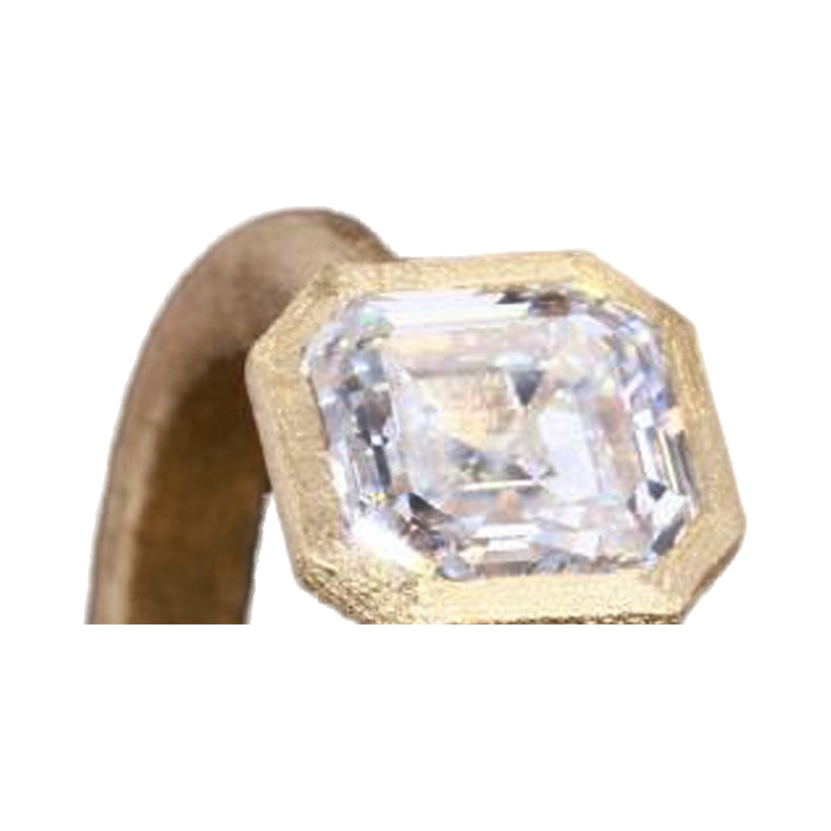 Asscher Cut Solitaire Bezel Set Engagement Ring from Carat and Kraft, on white