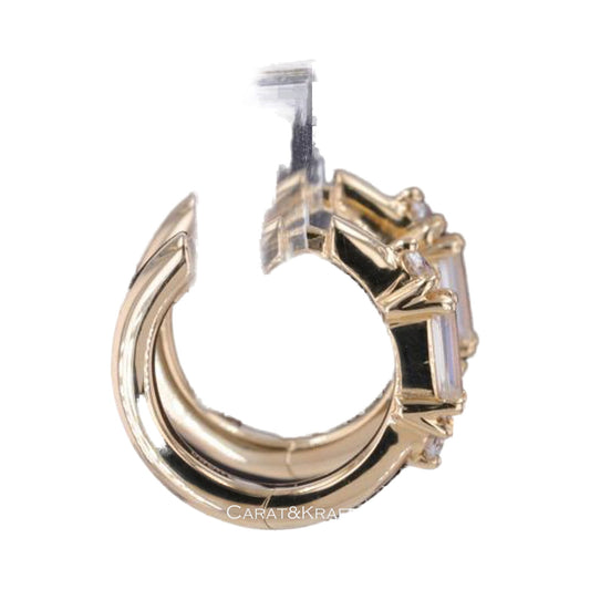 Baguette and Round Lab Grown Diamond Hoop Earrings from Carat and Kraft, on white