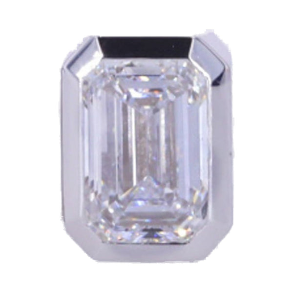 Bezel Set Emerald Cut Lab Grown Diamond Earrings from Carat and Kraft, on white