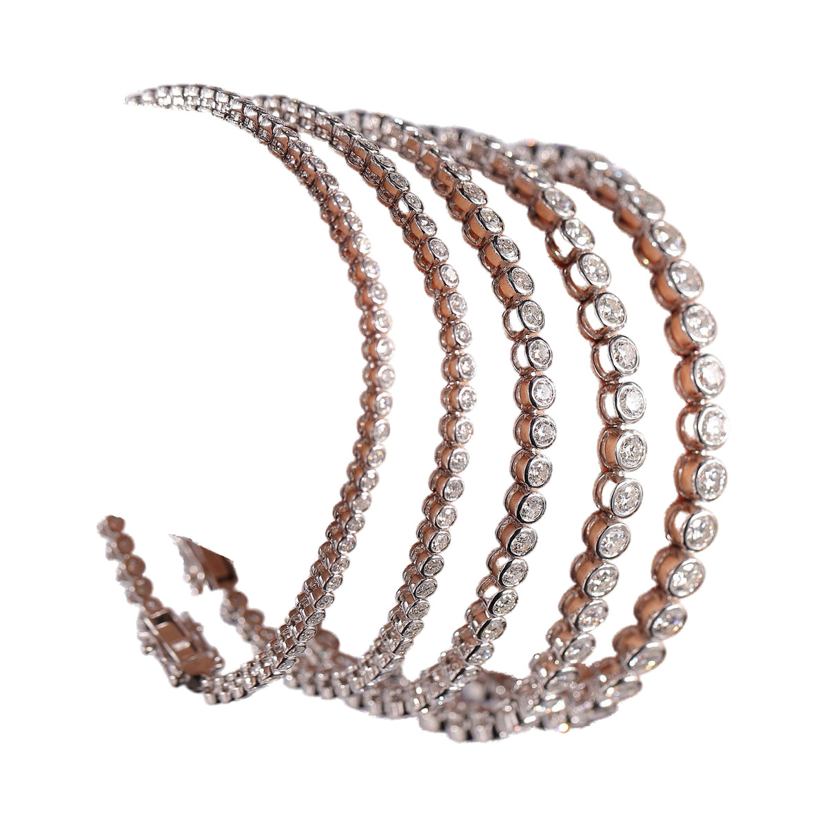 Bezel Set Lab Grown Diamond Bracelet, 10k Solid Gold Diamond Bracelet from Carat and Kraft, on white