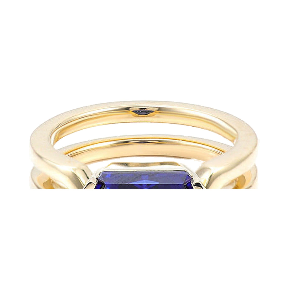 Blue sapphire Hexagon Diamond Ring For Men from Carat and Kraft, on white