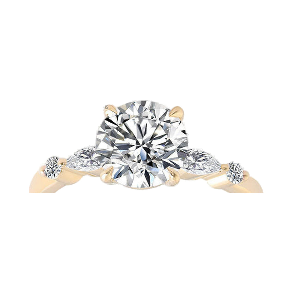 Round And Pear Cut Moissanite Engagement Ring from Carat and Kraft, on white