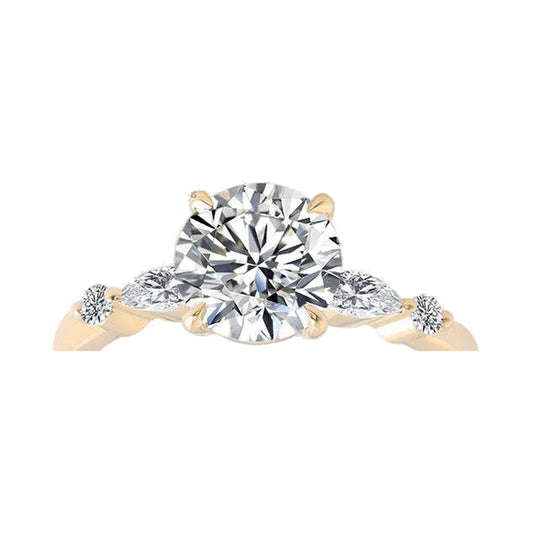 Round And Pear Cut Moissanite Engagement Ring from Carat and Kraft, on white