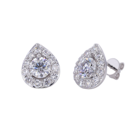 Round cut lab grown diamond halo stud earrings