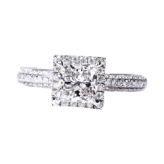 Princess Cut Halo Lab Grown Diamond Engagement Ring from Carat and Kraft, on white