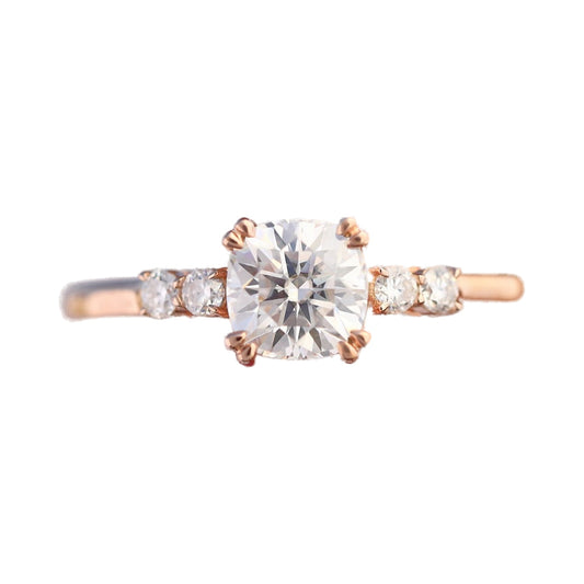 Cushion Cut Five Stone Lab Grown Diamond Ring from Carat and Kraft, on white